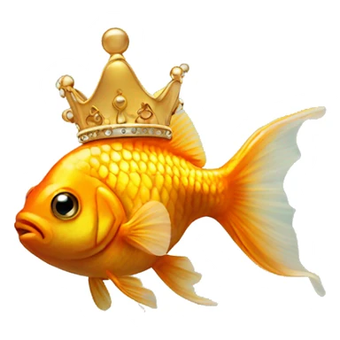 goldfish wearing a crown sticker