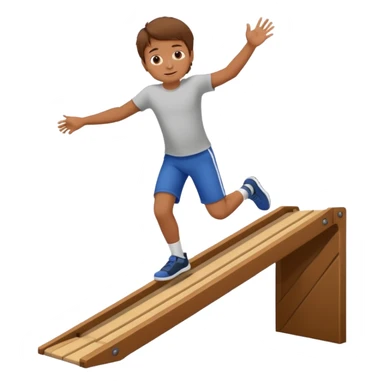 jongen die aan het buikglijden is met bruin haar van een schans sticker