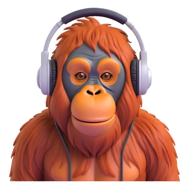a cool orangutan with headphones listening to music chill vibe sticker
