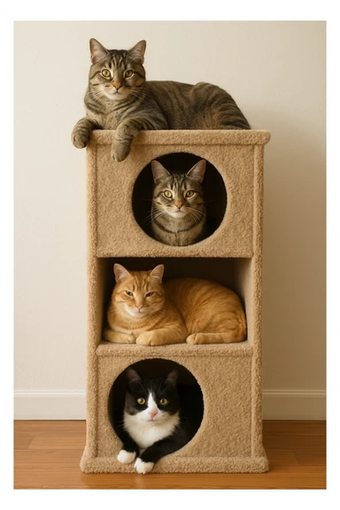 cats relaxing in a vertical playhouse sticker
