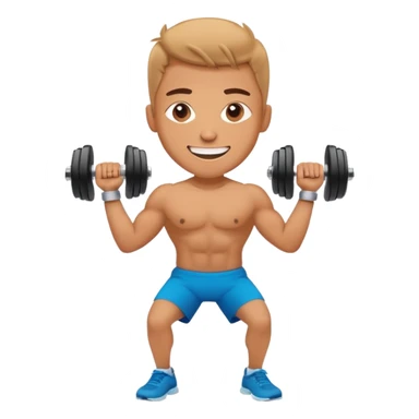 Energetic person exercising with dumbbells, looking happy and motivated sticker