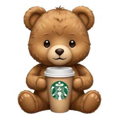 teddy bear with one cup of starbucks coffee sticker
