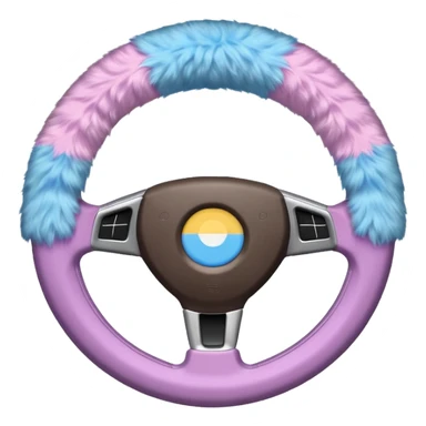 steering wheel with transgender pride flag colors, fluffy sticker