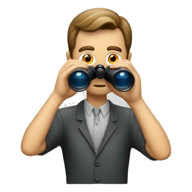 A man looking at hosting expert through binoculars  sticker