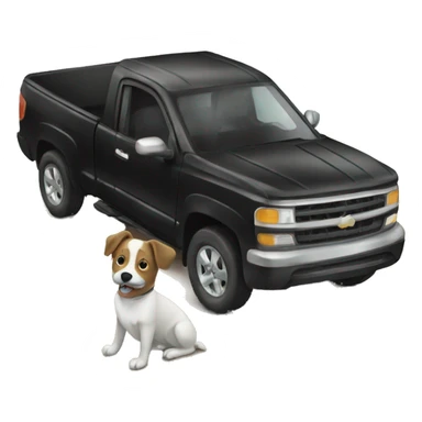 Black pickup truck with a dog  sticker