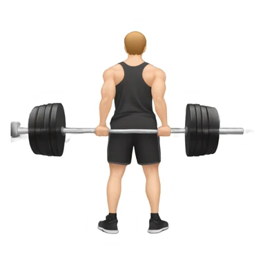 White man with light brown hair at gym doing  weighted barbell squat from back view sticker