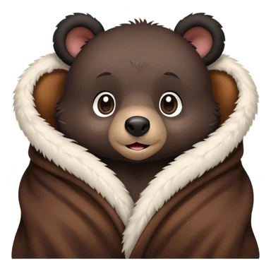 Disney-style cute black bear cub in blanket sticker