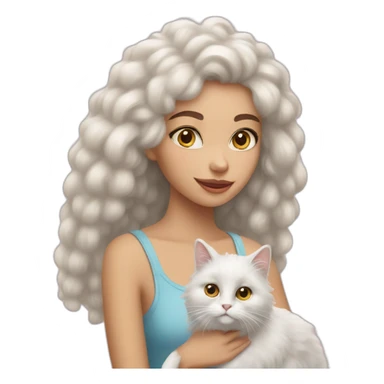 Girl-and-cat-angora sticker