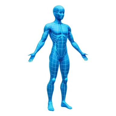 Human body silhouette with digital 3D scanning grid lines covering it, futuristic body scan sticker