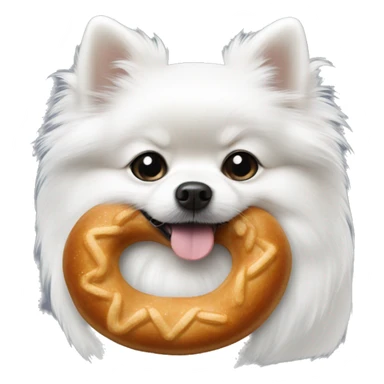 White small Pomeranian dog with black with pretzel sticker