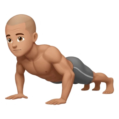 White man brown hair shaved headdoing pushups  sticker