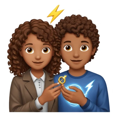 a 15 year old girl with brown curly hair but she has lightnings in it with a brown haired boy who gave her a promise ring sticker