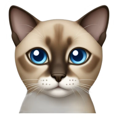 Light brown and black siamese Cat with blue eyes and white chin sticker