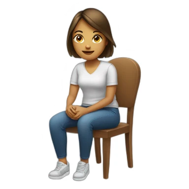 A young woman sitting on a reversed chair sticker