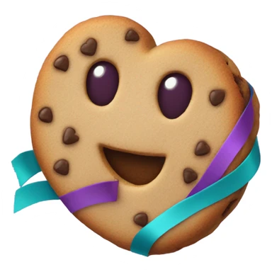 Cookie heart with purple teal awareness ribbon loop sticker