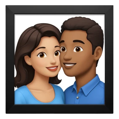 A man and a woman kissing, framed on a television screen sticker