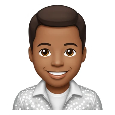 Michael Bivins from New Edition with dark brown hair, white sequin outfit sticker