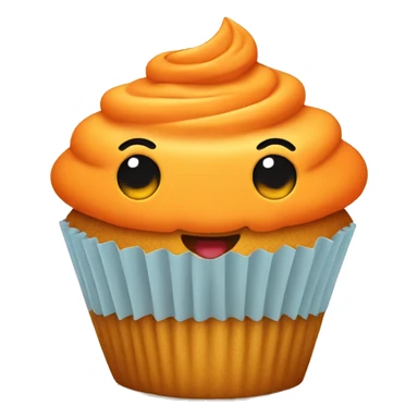 Orange cupcake with a happy face  sticker