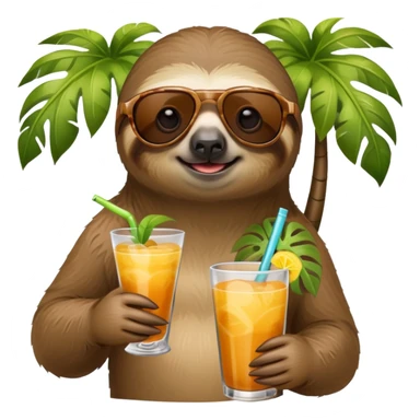 Sloth wearing sunglasses and holding a drink sticker