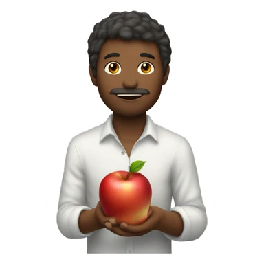 Half eaten red apple cupped in hand  sticker