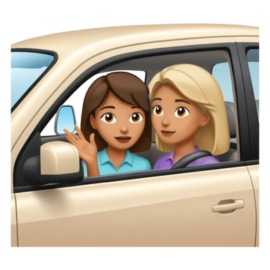 woman leaning talking to person in parked car with window down sticker