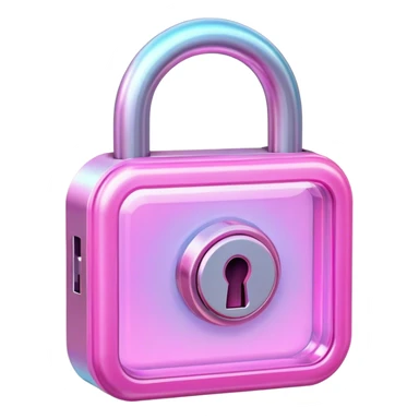 Holographic and glassmorphic pink lock sticker