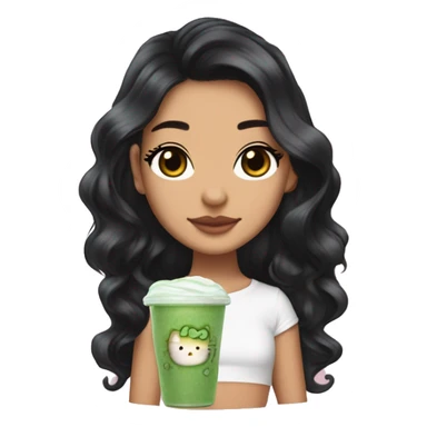 5’2 Latina lightskin that loves hello kitty and iced matcha latte with strawberry cold foam, she has black hair and brown eyes and is hella small sticker
