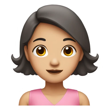 Asian girl wearing a pink dress with a sweetheart neckline sticker