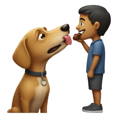 A dog licking a man sticker