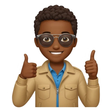 Creat light black kid with this "👍, 👈, 😀, 😎, reaction and make him habesha sticker