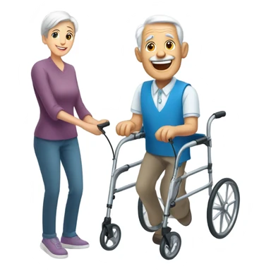 Old man with birthday handicap walker sticker