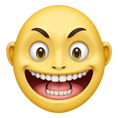 A yellow face with simple, open eyes and a flat, two big teeth sticking out of mouth sticker