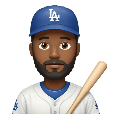 black person with beard in Dodgers baseball uniform sticker