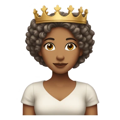 Mixed girl with curly hair wearing a crown sticker