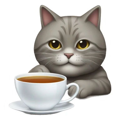 Un chat avec une tasse de thé  sticker