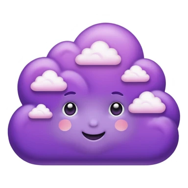 I want a purple cloud that's not like this one ☁️ but has a realistic shape without changing its appearance. The cloud should have a slightly white shaded part and should be starry but still purple/pink. No face or other color. sticker