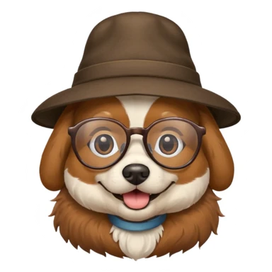 a dog with hat and glasses sticker