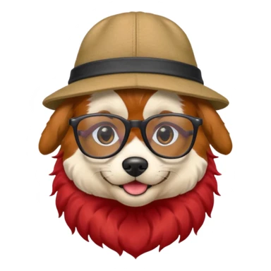 dog with red hair and glassess and hat sticker