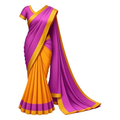 A 3D cartoon folded saree with matching blouse piece beside it, bright fabric texture, soft shadow, Memoji-style realism. sticker