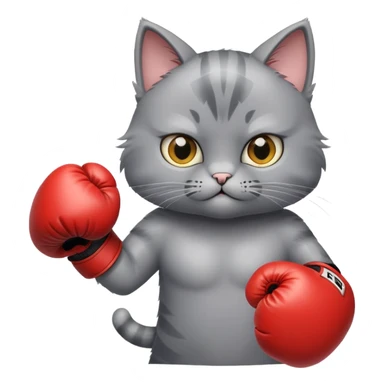 Fluffy grey cat boxing sticker