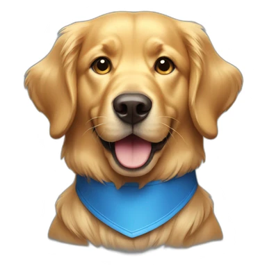 golden retriever with blue collar looking straight ahead happy sticker