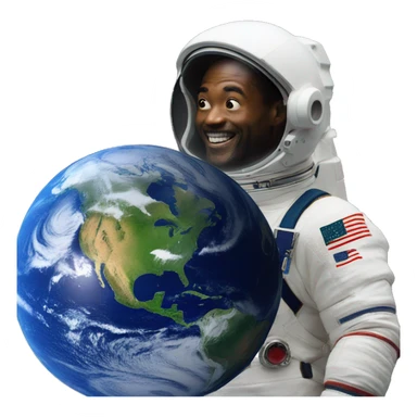 earth with astronaut looking at it and another astronaut behind him pointing at him behind his back "always has been" meme sticker