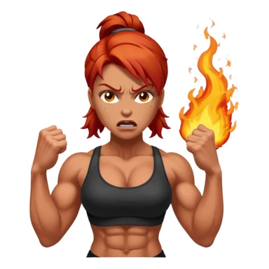 burning angry bodybuilder red haired woman sticker