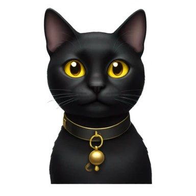 black cat yellow eyes and a collar with bell sticker