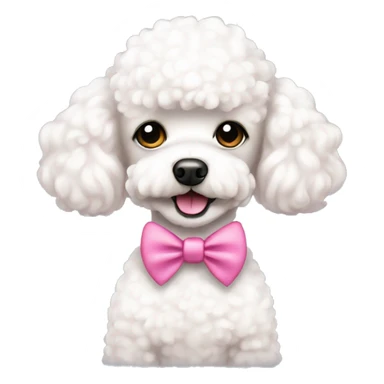 White toy poodle with pink bow around neck sticker