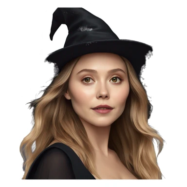 Elizabeth olsen wear witch hat sticker