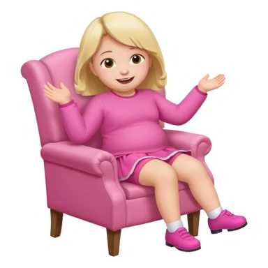 Little Girl falling off of a chair while standing up on it she is fat but not too fat and is wearing pink clothes sticker