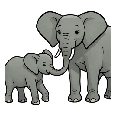 Grey baby elephants with mother elephant  sticker