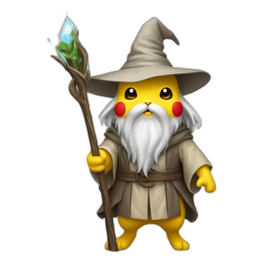 Gandalf Pikachu with a staff sticker