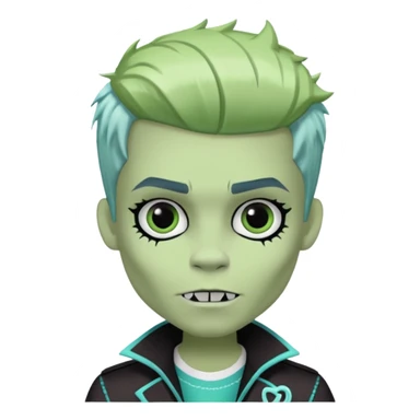 Frankie stein monster high doll boy with 5-o-clock shadow , pale white-green skin, stiches  sticker
